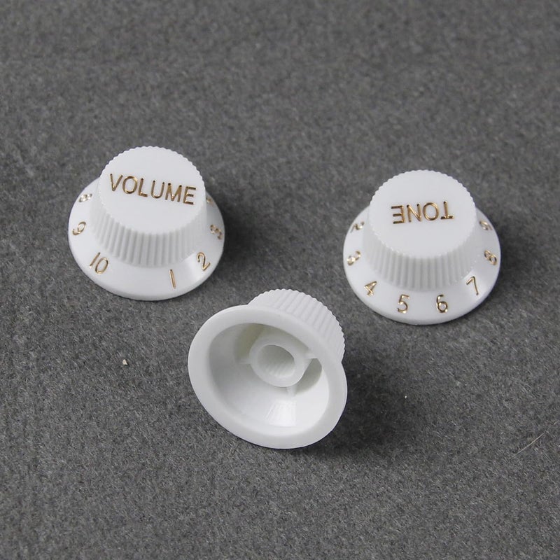 FLEOR 2T1V Guitar Knobs Set 24 Spline Electric Guitar Knobs 1 Volume 2 Tone Control Knob, White - Image 1